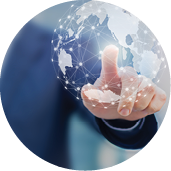 Global network communication with international connections for business around 3d world map, financial exchange, Internet of Things (IoT), blockchain technology, worldwide forex, abstract concept