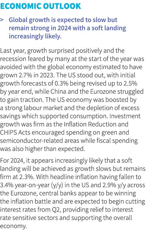 Economic Outlook  Global growth is expected to slow but remain strong in 2024 with a soft landing increasingly likel...
