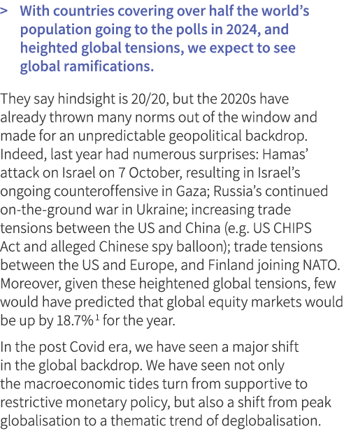  With countries covering over half the world’s population going to the polls in 2024, and heighted global tensions, ...